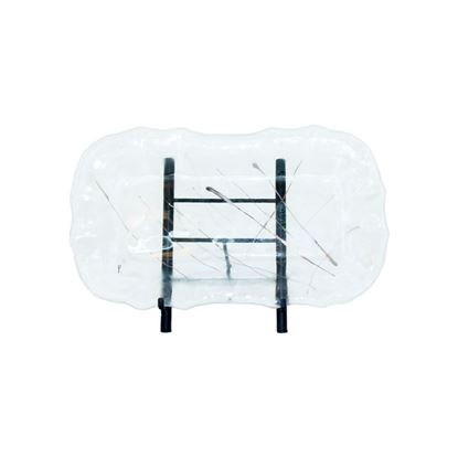 Picture of striped Platinum Rectangular serving platter - Clear